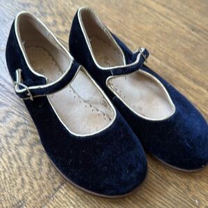Mini Boden size 29 (US 12.5) navy velvet Mary Jane shoes